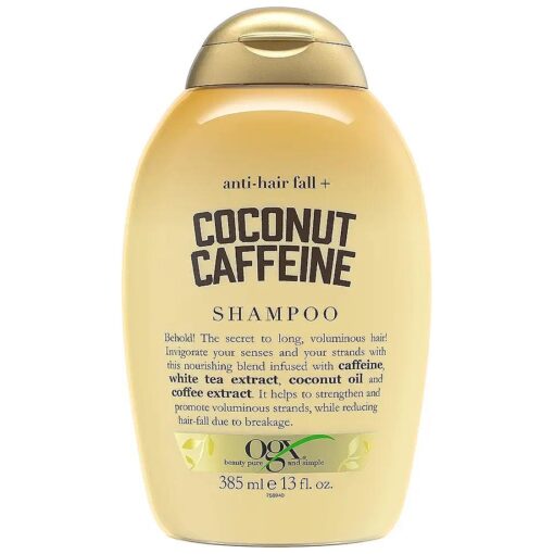 OGX Anti-Hair Fall + Coconut Caffeine Strengthening Shampoo with Caffeine, Coconut Oil & Coffee Extract, 13 Fl Oz