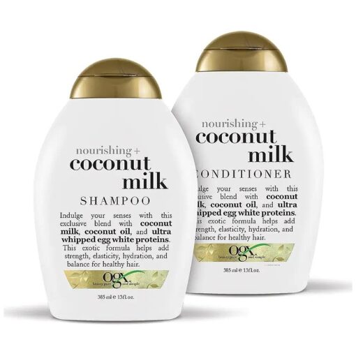 OGX Nourishing + Coconut Milk Shampoo & Conditioner Set, 13 Fl Oz ( Pack of 2 ) ( packaging may vary ), White