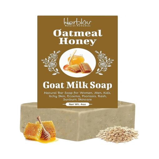 Oatmeal Honey Goat 's Milk Soap Bar - Natural Bar Soap for Women, Men, Kids, Itchy Skin, Eczema, Psoriasis, Rash, Sunburn Skincare - Calming Colloidal Oatmeal Face Cleanser & Body Wash, Made in USA