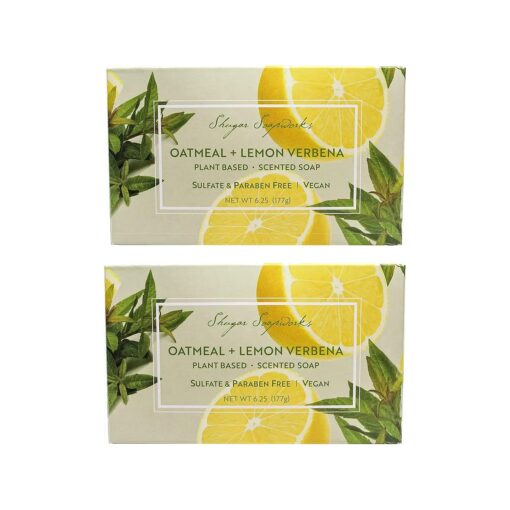 Oatmeal & Lemon Verbena Soap 6.25 Oz - Plant Based, Vegan, Natural, Pure, No Dyes, Sulfate & Paraben Free ( 2 Pack )