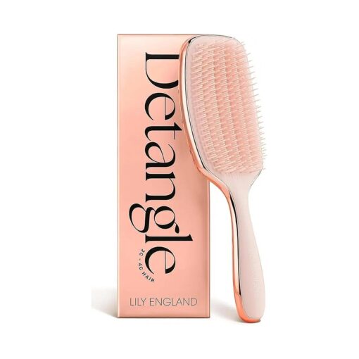 Lily England Curly Hair Brush for Detangling & Styling - Pain-Free Curl Brush for Wet & Dry Hair With Flexible Bristles - Easy to Hold Hair Brush for Curly Hair Women 3c to 4c Hair, Rose Gold