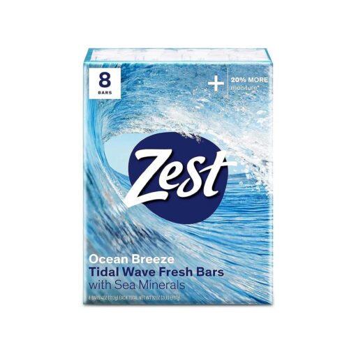 Zest Ocean Breeze Bar Soap - 8 Bars - Enriched With Sea Minerals - Rich Lathering Bars Leave Your Body Feeling Smooth And Moisturized with an Invigorating Scent