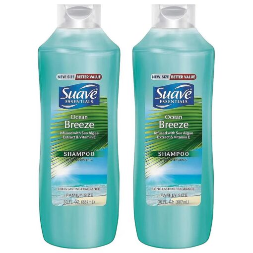 Suave Essentials Shampoo - Ocean Breeze - Family Size - Net Wt, 30 FL OZ ( 887 mL ) Per Bottle - Pack of 2 Bottles