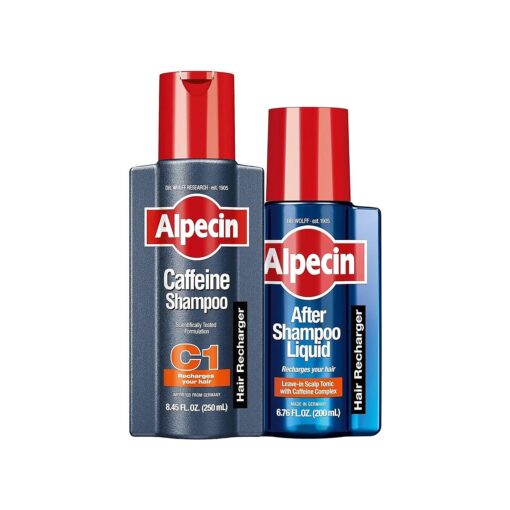 Alpecin C1 Caffeine Shampoo 8.45 fl oz + Alpecin After Shampoo Liquid 6.76 fl oz, Men 's Natural Hair Growth Shampoo and Scalp Tonic for Thinning Hair