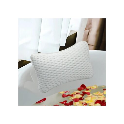 Bath Pillows for tub, Home Spa Pillows for Bathtub, Hot Tub, Head and Neck Support with 2 Strong Suction Cups, Off White