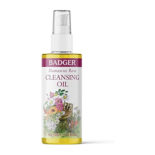 Badger - Face Cleansing Oil, Damascus Rose, Certified Organic Face Oil Cleanser, Natural Facial Cleansing Oil, Natural Oil Cleanser for Face, Face Cleanser Oil, 2 oz