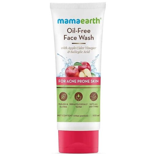 Mamaearth Oil-Free Face Wash with Apple Cider Vinegar | Salicylic Acid Cleanser for Oily & Acne Prone Skin | Clear Excess Oil | SLS Paraben Free 3.38 Fl Oz ( 100ml )