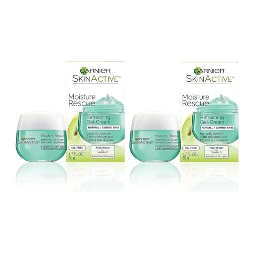 Garnier Moisture Rescue Refreshing Gel-Cream for Normal/Combo Skin, Oil-Free, 1.7 Oz ( 50g ), 2 Count ( Packaging May Vary )