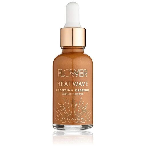 Flower Beauty By Drew Barrymore Heatwave Bronzing Essence Liquid Highlighter + Illuminator Bronzer Drops - Radiant + Natural Glow Finish - Oil-Free Formula - Buildable Coverage