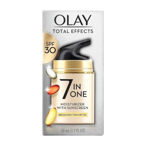 Olay Facial Moisturizing Lotion SPF 30 Total Effects for Dry Skin, 7 Benefits including Minimize Pores, Anti-Aging, 1.7 oz