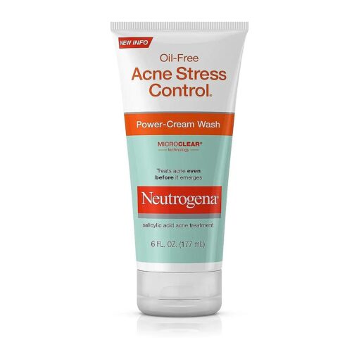 Neutrogena Oil-Free Acne Stress Control Power-Cream Wash, Multi, Cucumber, 6 Ounce