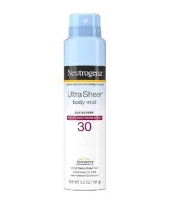 Neutrogena Ultra Sheer Body Mist Sunscreen Spray Broad Spectrum SPF 30, Lightweight, Non-Greasy & Water Resistant, Oil-Free & Non-Comedogenic, Oxybenzone-Free UVA/UVB Sunscreen Mist, 5 oz ( Pack of 3 )