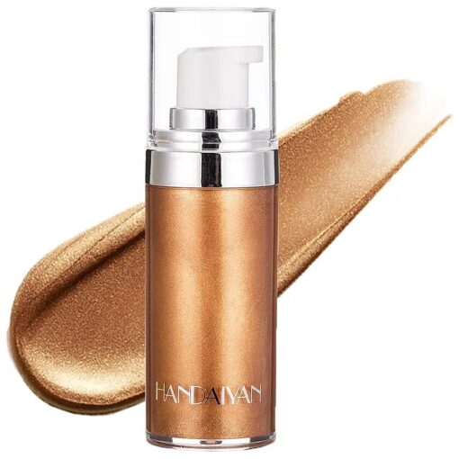 MEICOLY Face Body Luminizer, Liquid Illuminator Body Shimmer Oil, Moisturizing Bronzer Highlighter Smooth Shine Highlight Glow Makeup, Waterproof Body Shimmering Glitter,03 Bronze Gold