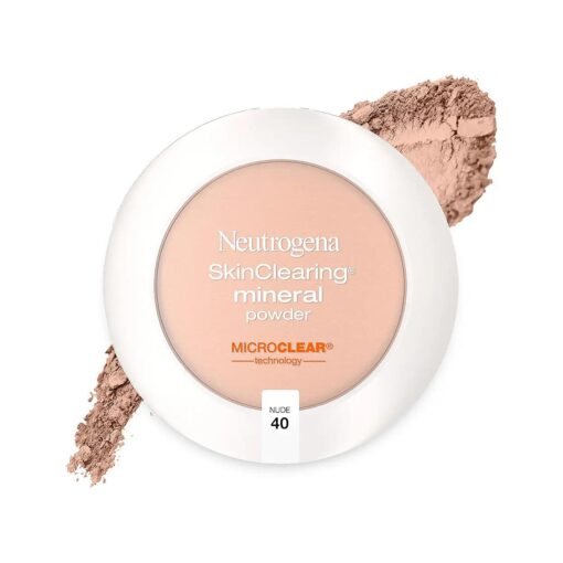 Neutrogena SkinClearing Mineral Acne-Concealing Pressed Powder Compact, Shine-Free & Oil-Absorbing Makeup with Salicylic Acid to Cover, Treat & Prevent Acne Breakouts, Nude 40, 38 oz ( Pack of 2 )