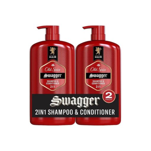 Old Spice Swagger 2-in-1 Shampoo and Conditioner Set for Men, Cedarwood Lime Scent, Get Up To 80 % Fuller-Looking Hair, Barbershop Quality, 29.2 Fl Oz Each, 2 Pack