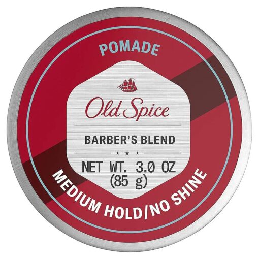 Old Spice Hair Styling Pomade for Men, Medium Hold/No Shine, Barber 's Blend Infused with Aloe, 3 Ounce