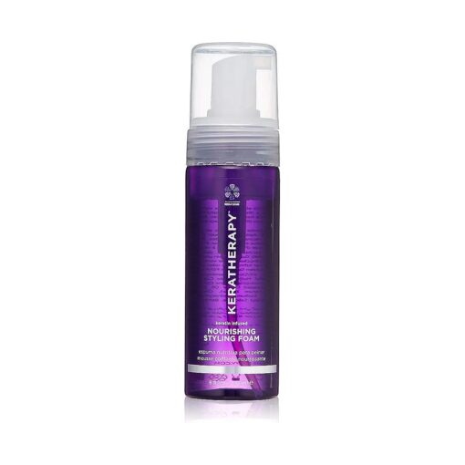 KERATHERAPY Keratin Infused Volumizing Nourishing Styling Foam, 6 fl, oz., 178 ml - Hair Styling Foam with Sunflower Oil, Linseed Oil, & Olive Fruit for Shine & Frizz Control - Volumizing Mousse