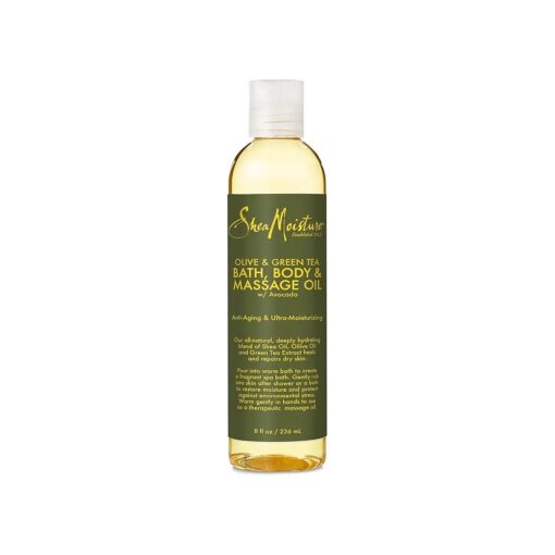 SheaMoisture Massage Oil - Olive & Green Tea with Avocado Oil, Deeply Moisturizing Bath & Body Massage Oils for Dry Skin, 8 Fl Oz