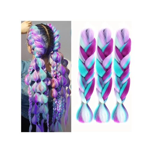 Jumbo Braiding Hair 3PCS/Lot Ombre Kanekalon Braiding Hair Extensions High Temperature Synthetic Hair 24 Inch Hair for Braiding ( pack of 3 )