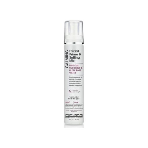 GIOVANNI Calming Facial Prime Setting Mist - Hibiscus, Cucumber & Fresh Rose Water, Set & Relax Skin for a Beautiful Complexion, On the Go Hydration, Use Before & After Applying Makeup - 5 oz