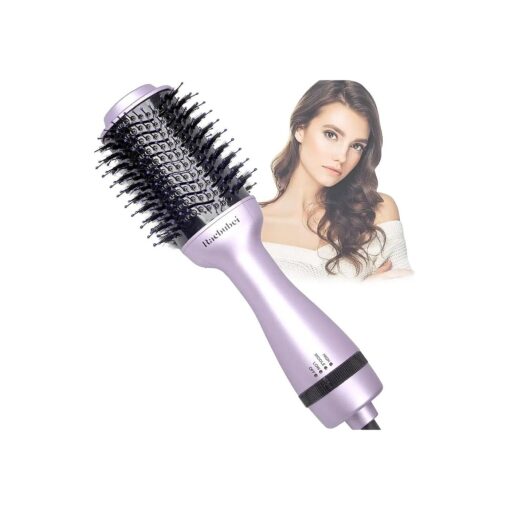 Hair Dryer Brush, Hot Air Brush, Blow Dryer bruch, One Step Hair Dryer and Volumizer with Salon Negative Ionic for Straightening, Professional Brush Hair Dryers for Men and Women ( Purple