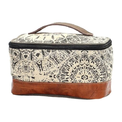 Myra Bag Flowers Leather & Upcycled Canvas Shaving Kit Bag