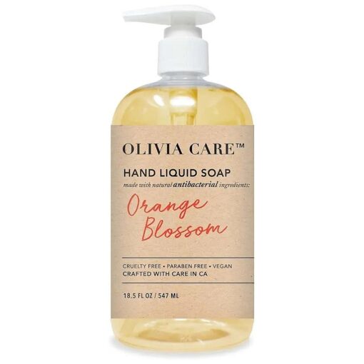 Olivia Care Antibacterial Hand Soap - Infused with Sage & Tea Tree Oil & Orange Blossom Fragrance, Cleansing, Germ-Fighting, Moisturizing Hand Wash for Kitchen & Bathroom - 18.5 fl oz