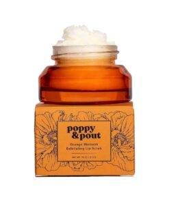 Poppy & Pout Natural Lip Scrub, Moisturizing Sugar Scrub for Dry Lips, Lip Scrubber Exfoliator with Essential Oils Smooths and Hydrates Lips, In Recyclable Glass Jars, Cruelty Free - Orange Blossom