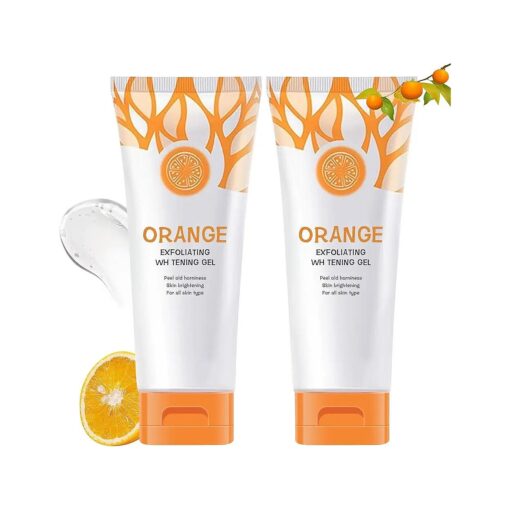 Orange Exfoliating Gel Scrub Face Body Skin, Natural Orange Peeling Gel Face Scrub, Deep Cleansing Moisturizing Facial Exfoliator 50g ( 2PCS )