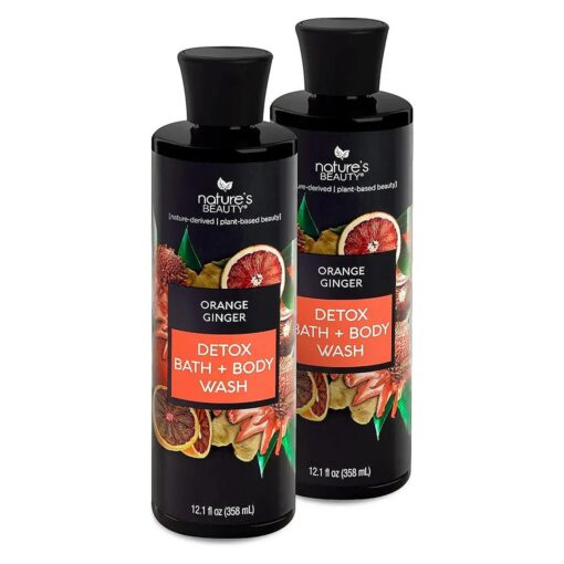 Nature 's Beauty Orange Ginger Detox Body Wash Multi-Pack - Gentle Bath + Body Cleanser, Improve Skin Tone + Texture Made w/Vitamin C, Sunflower + Almond + Avocado Oils, 12 fl oz ( 2 Pack )