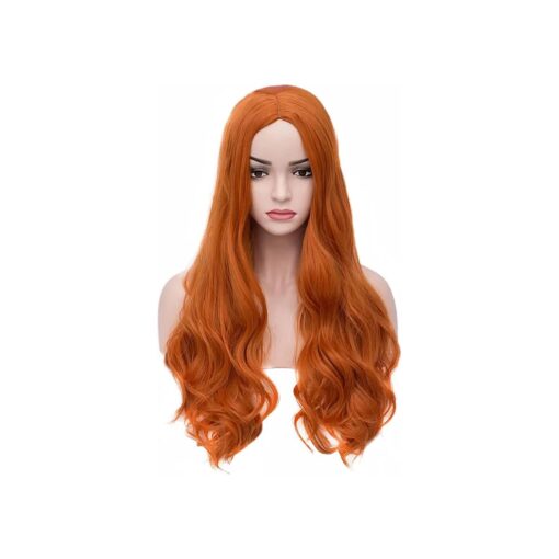 BERON Orange Wig Long Curly Wig Orange Wig for Women Ginger Wig Heat Resistant Synthetic Hair Dark Orange Wig