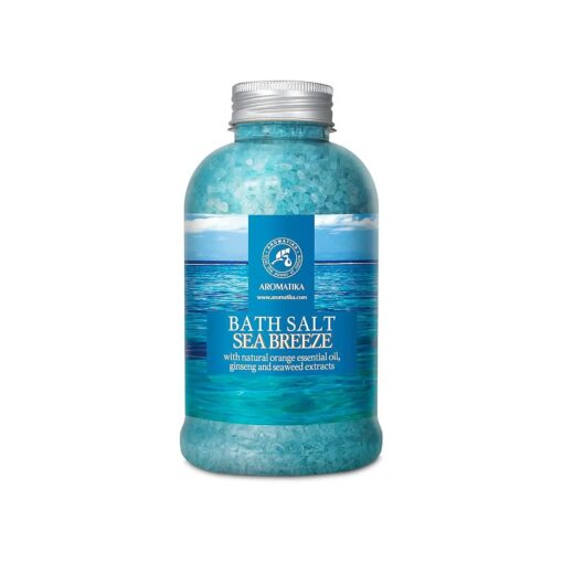 Bath Salt Sea Breeze 21.16 Oz with Natural Essential Oils Orange & Ginseng & Seaweed - Best for Good Sleep - Relaxing - Calming - Body Care - Beauty - Aromatherapy