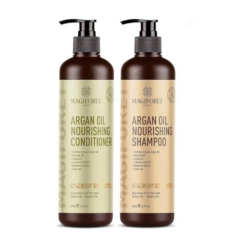 Argan Oil Shampoo and Conditioner Set ( 2 x 16.9 Oz ) - MagiForet Organic Shampoo & Conditioner Sulfate Free - Volumizing & Moisturizing, Gentle on Curly & Color Treated Hair, For Men & Women ( cd set )