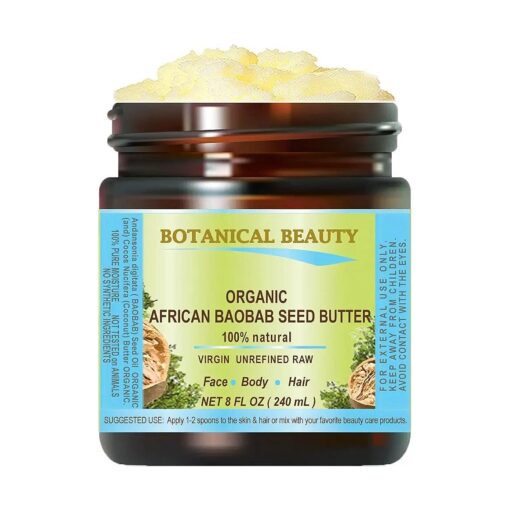 ORGANIC BAOBAB SEED OIL BUTTER 100 % Natural RAW VIRGIN UNREFINED for Skin, Hair, Lip and Nail Care, 8 Fl, oz, - 240 ml .