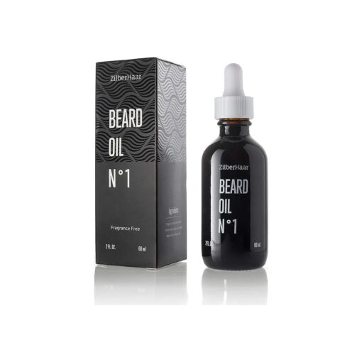 ZilberHaar - Beard Oil N 1 - Pure, Organic Moroccan Jojoba Oil and Argan Oil - Natural Ingredients, Fragrance Free, Cruelty Free - For Natural Beard Growth and Hydration - 2 oz