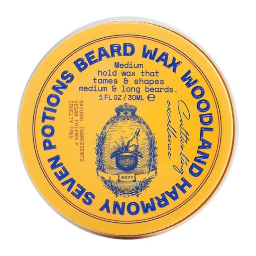 SEVEN POTIONS Beard Wax 1 oz, Natural Beard Styling Wax For Medium Hold, Shape And Nourish Your Beard While Looking Natural, Does n't Make The Beard Stiff ( Woodland Harmony )