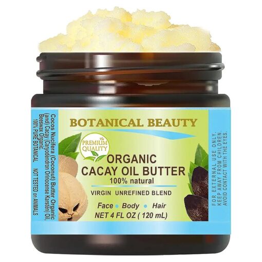 Organic CACAY OIL BUTTER Pure Natural Virgin Unrefined RAW 4 Fl, Oz.- 120 ml for FACE SKIN BODY HAIR NAILS Vitamin C Vitamin E