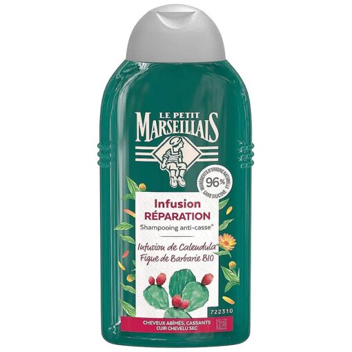 Le Petit Marseillais Shampooing Infusion Reparation, Cheveux Cassants, Infusion de Calendula BIO & Figue de Barbarie BIO, 250ml Repair Infusion Shampoo, Brittle Hair, Organic Calendula Infusion