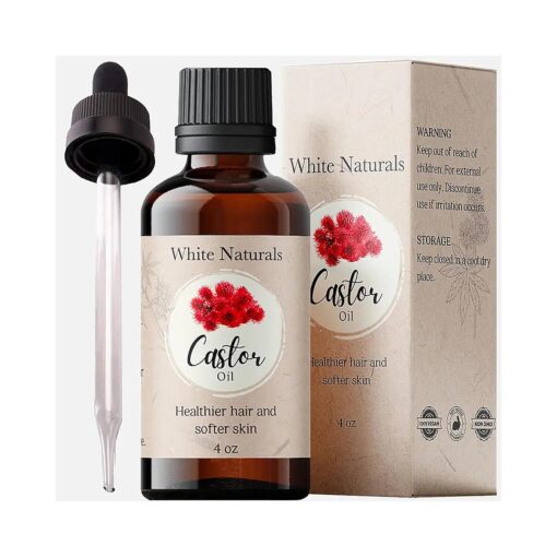 Organic Castor Oil, 100 % Pure Natural, Cold Pressed for Essential Oils Mixing Natural Dry Skin Moisturizer Body & Face, Eyelash Caster Oil, Eyelashes Eyebrows Lash & Hair Growth Serum 4oz