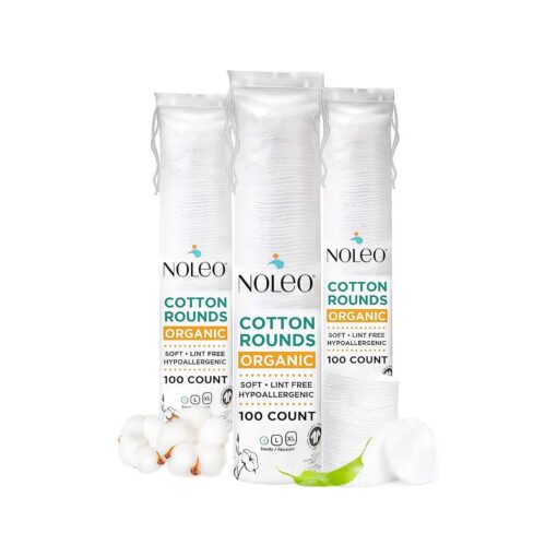 Organic Cotton Rounds Compatible with Makeup Products, Eye Makeup Remover Pads and Baby Wipes, Small, 300 Count - Noleo