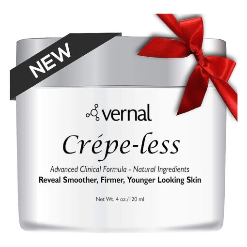 Crepe-less crepey skin firming cream to reduce crepey arms, neck & hands, Organic tightening cream to reduce thin wrinkled skin on arms, neck and body, Made in USA ( 4 Oz )