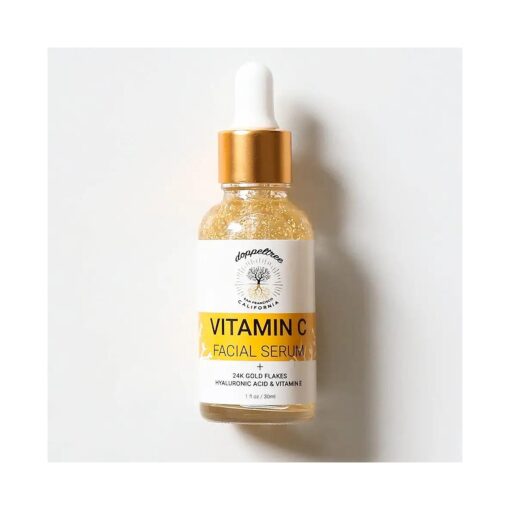 Organic Vitamin C Facial Serum for Face with Hyaluronic Acid, Vitamin E and 24K Gold - Anti Aging, Wrinkles, Dark Spots & Acne Scar Vit C ( 20 % ) Treatment - Formulated in San Francisco