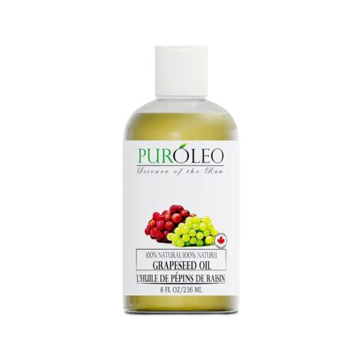 PUROLEO Grapeseed Oil 8 Fl Oz/236 ML ( Packed In Canada ) 100 % Pure Moisturizer Carrier Oil massage oil baby oil hair oil body oil baby oil hair care Oil for hair