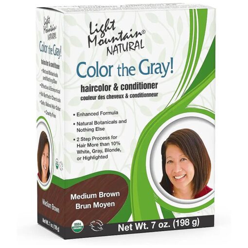 Henna Hair Color & Conditioner, Color the Gray - Medium Brown Hair Dye for Men/Women, Chemical-Free Semi-Permanent Hair Color for White, Gray, Blonde, or Highlighted Hair, 7 Oz