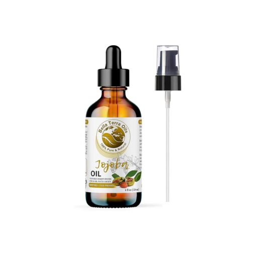 Organic Jojoba Oil 4oz - Cold-Pressed Excellence, Non-Comedogenic, Bathed in Vitamin C & E, For Those Seeking the Best Oils for Skin