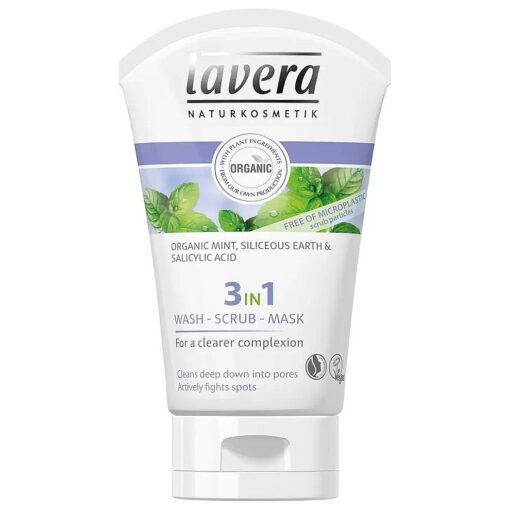 Lavera Organic Mint 3 In 1 Wash, Scrub & Mask, 4.1 Ounce