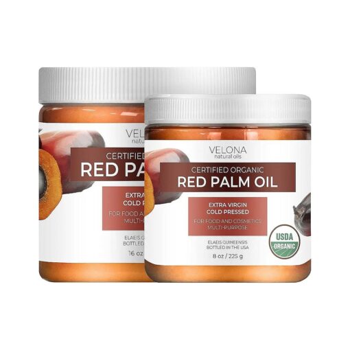 velona USDA Certified Organic Red Palm Oil 24 oz | Food and Cosmetic Grade | in jar | Extra Virgin, Cold Pressed | Skin, Face, Body, Hair Care | Use Today - Enjoy Results