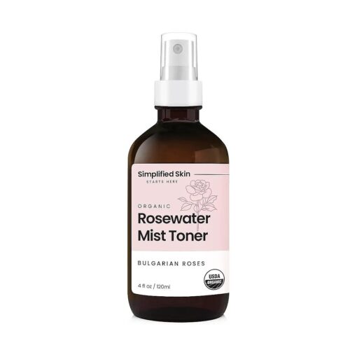 Rose Water Spray for Face & Organic Rose Water for Hair - USDA Certified Rosewater Facial Toner - Alcohol-Free Makeup Setting Hydrating Face Mist - Anti-Aging Bulgarian Rose Water Toner Spray - 4 Oz