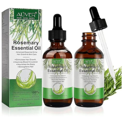 Organic Rosemary Oil for Hair Growth ( 2pack ), Natural Rosemary Essential Oils 2.02fl oz, Used for Scalp Massager, Skin Care, Aromatherapy