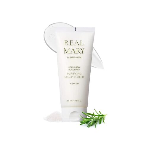 REAL MARY Cold Brew Rosemary Purifying Scalp Scaler w/ Sea Salt | Korean Hair Care Dry Scalp Treatment for Flaky, Itchy & Mild Troubled Scalp | Deep Conditioning Treatment Scalp Care ( 6.76 Fl, Oz )